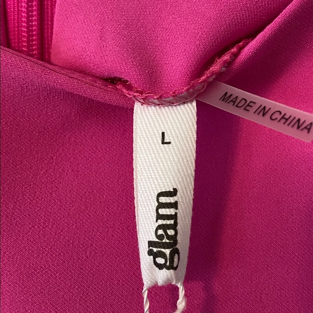 Glam Vibrant Pink Midi /Maxi Dress size L length 50” bust 32” brand new - Picture 3 of 8